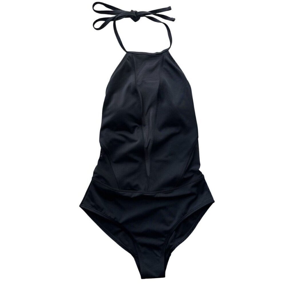 Ted Baker London Black Mesh Panel Halter one piece Swimsuit size 1